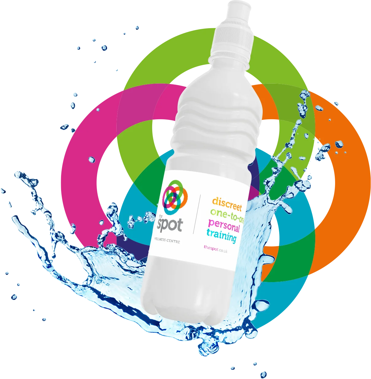 The spot fitness centre waterbottle branding