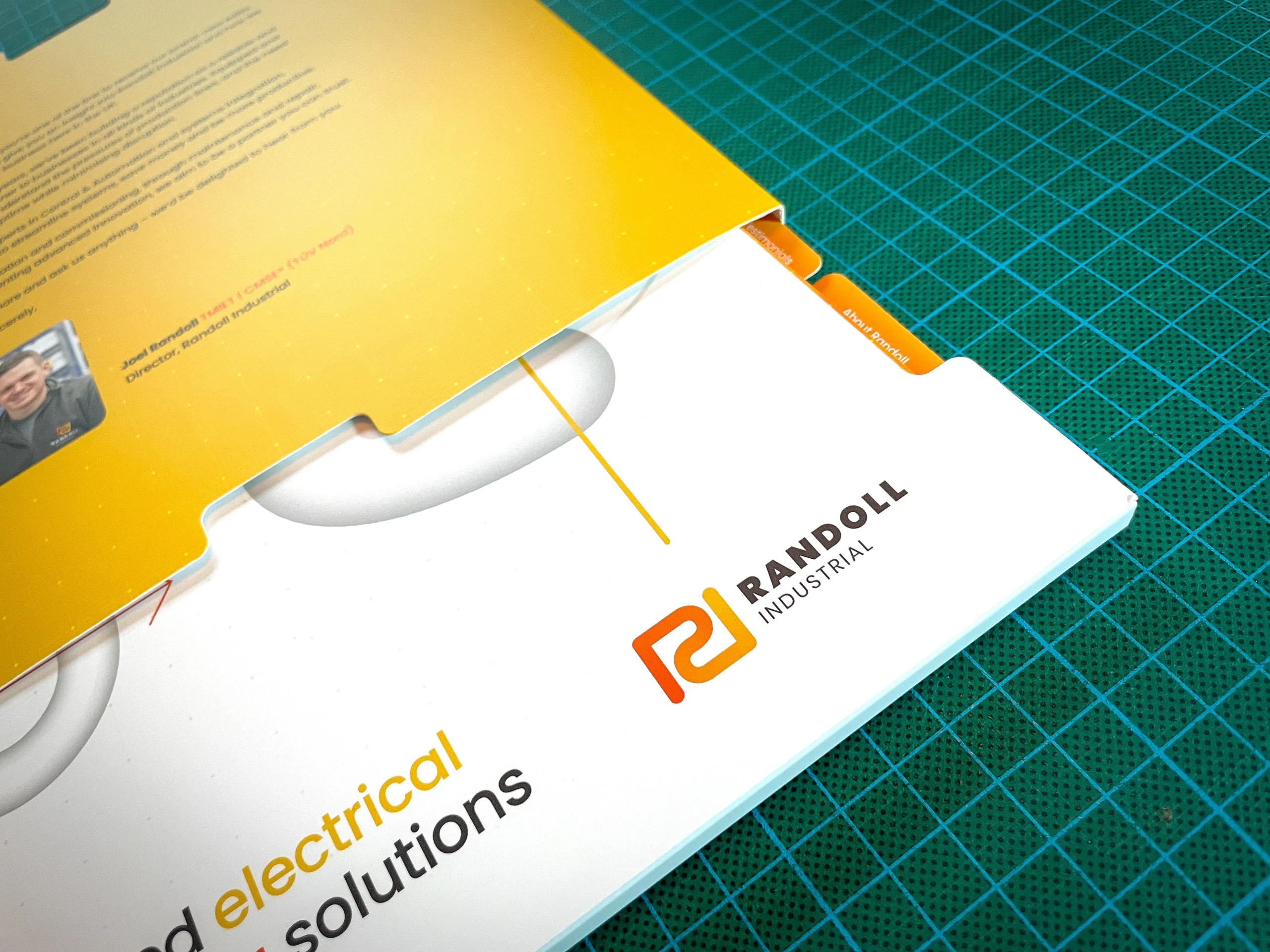 Cover of a brochure design for electrical engineers randoll industrial