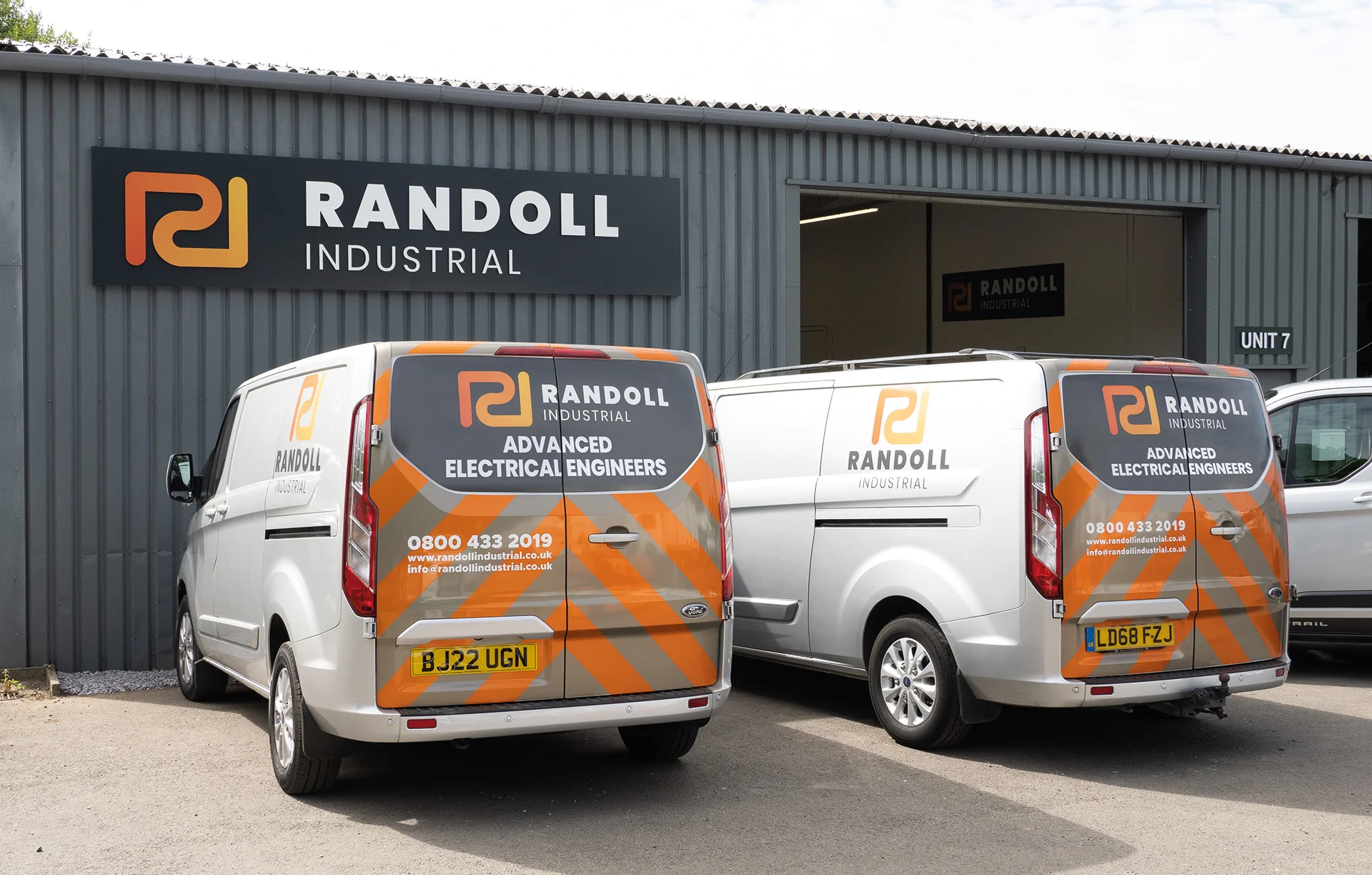Electrical engineering branding on show at an industrial unit