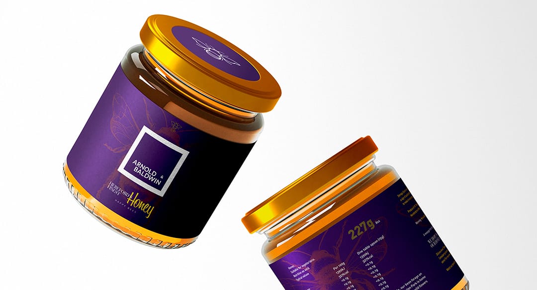 Honey label design for sponsored beehive gift to arnold & baldwin