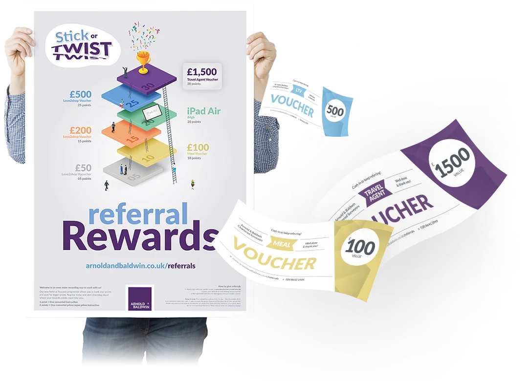 Referral rewards brand and poster design