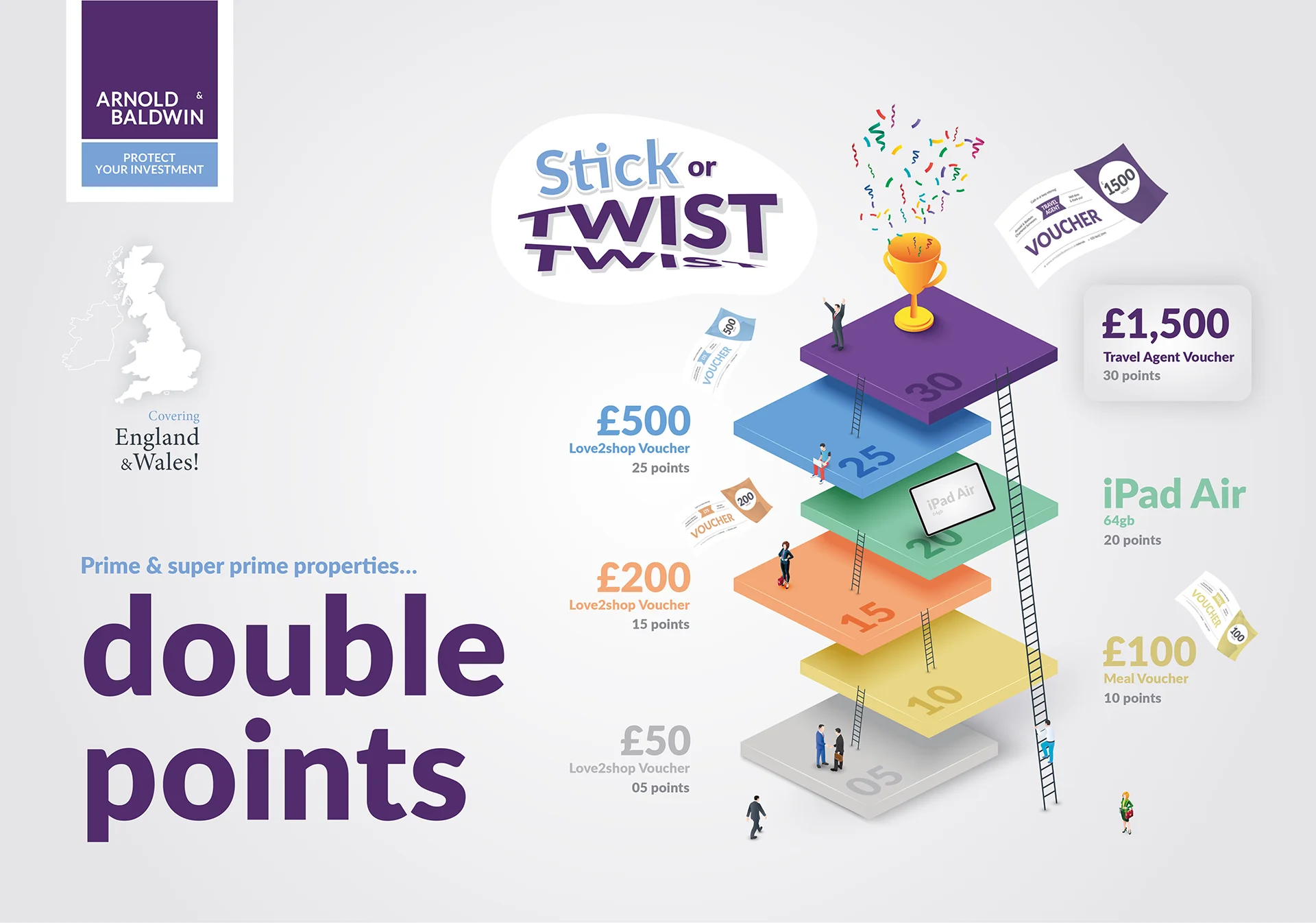 Referral reward brand touchpoint mechanic graphic, stick or twist