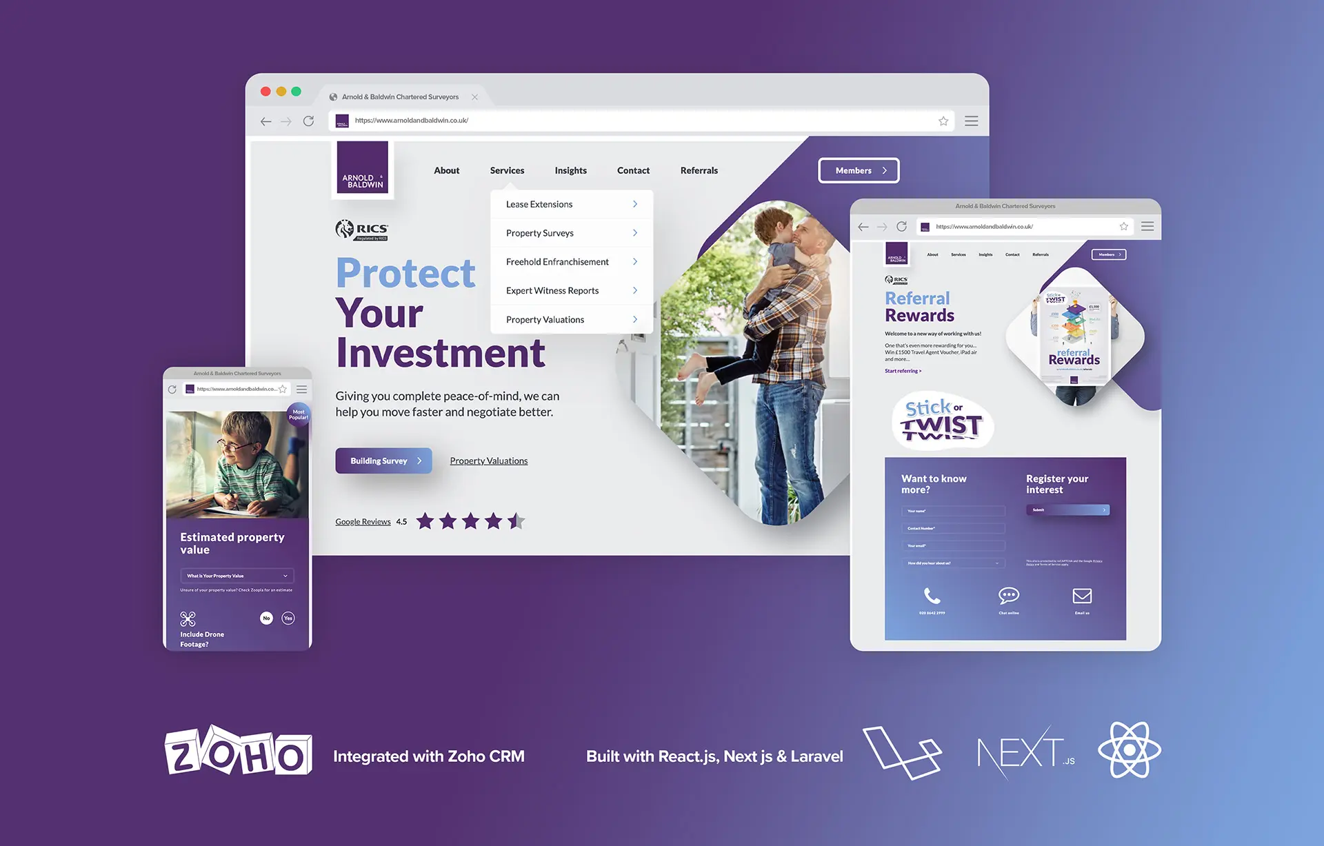 Web design for chartered surveyors in croydon, surrey