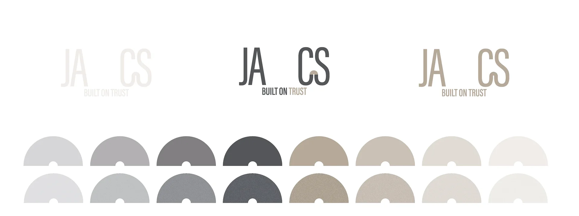 Ja-cs brand logo variants and arc "built on trust" symbol