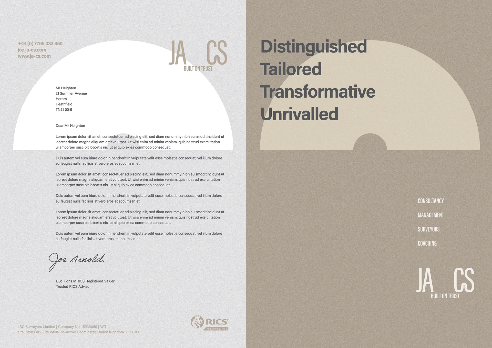 Ja-cs branded stationery design