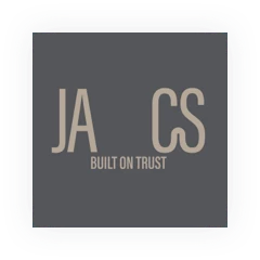 Ja-cs brand identity mark gold on warm grey