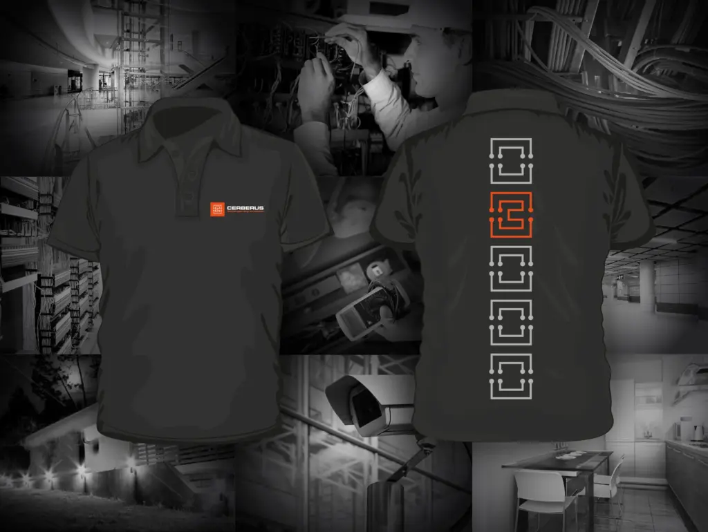 Branded clothing design for surrey based electrical engineering systems design company cerberus