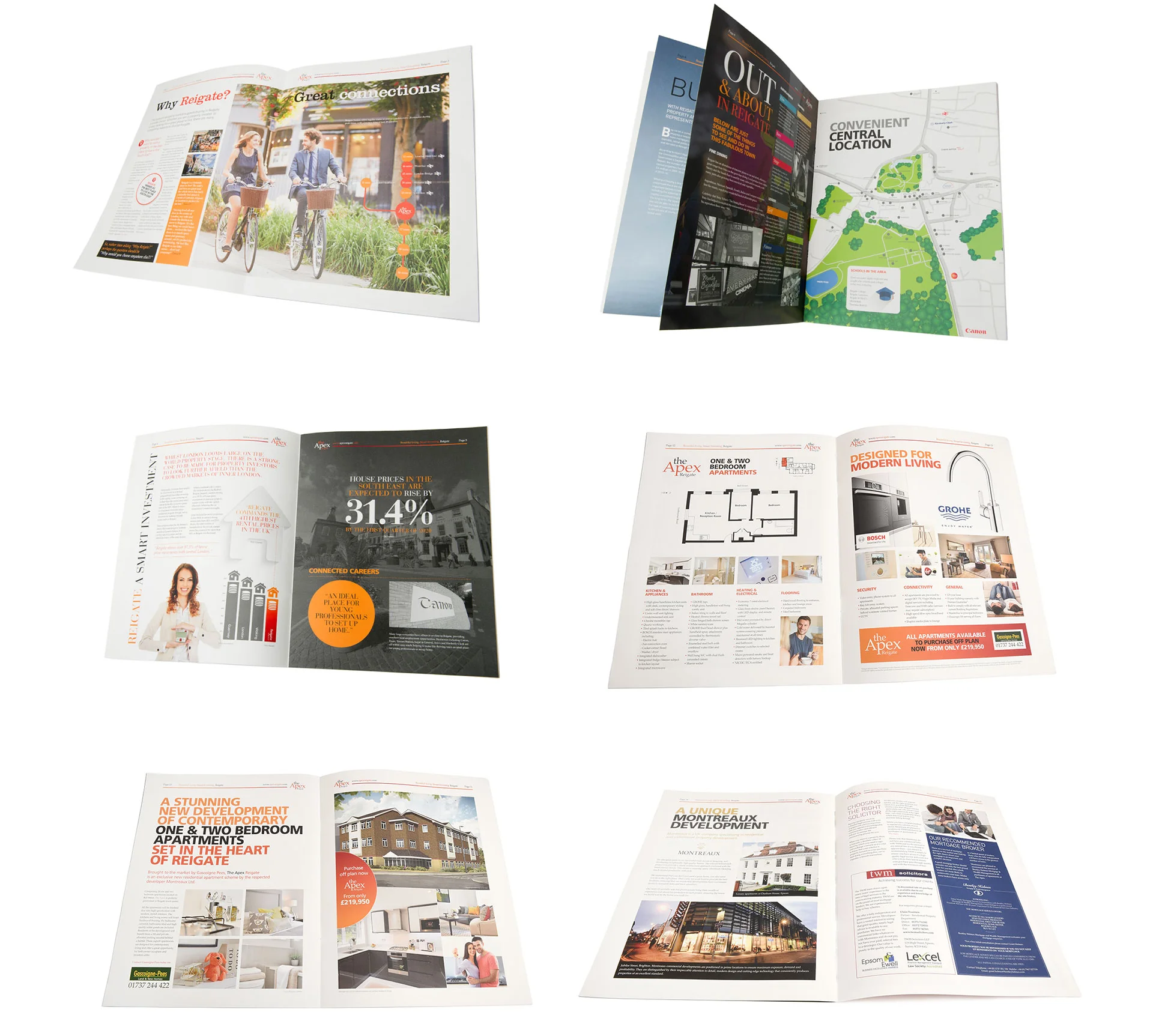 Brochure design for the apex apartments in reigate surrey, bymontreaux homes.