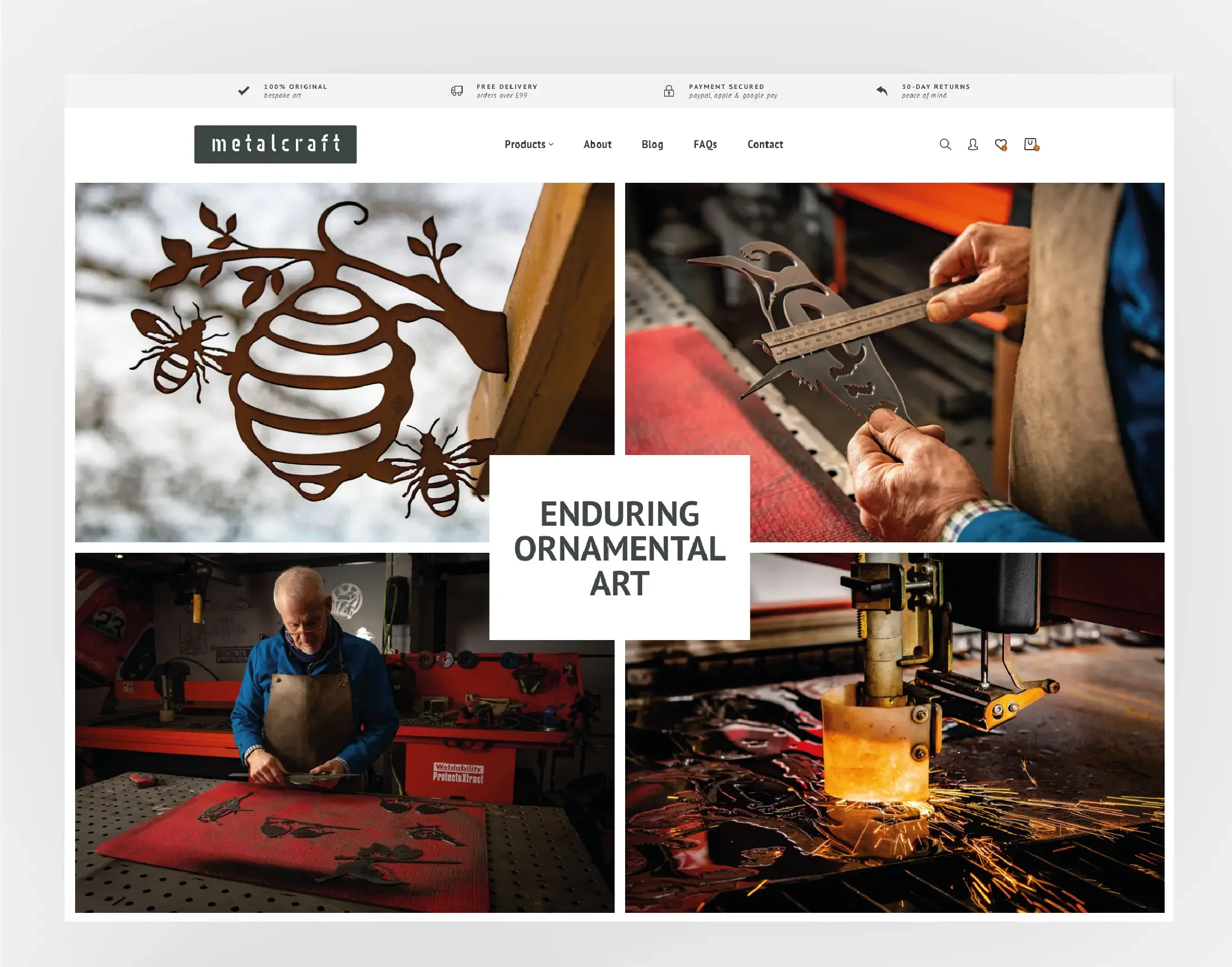 Shopify website design for metalcraft cnc art