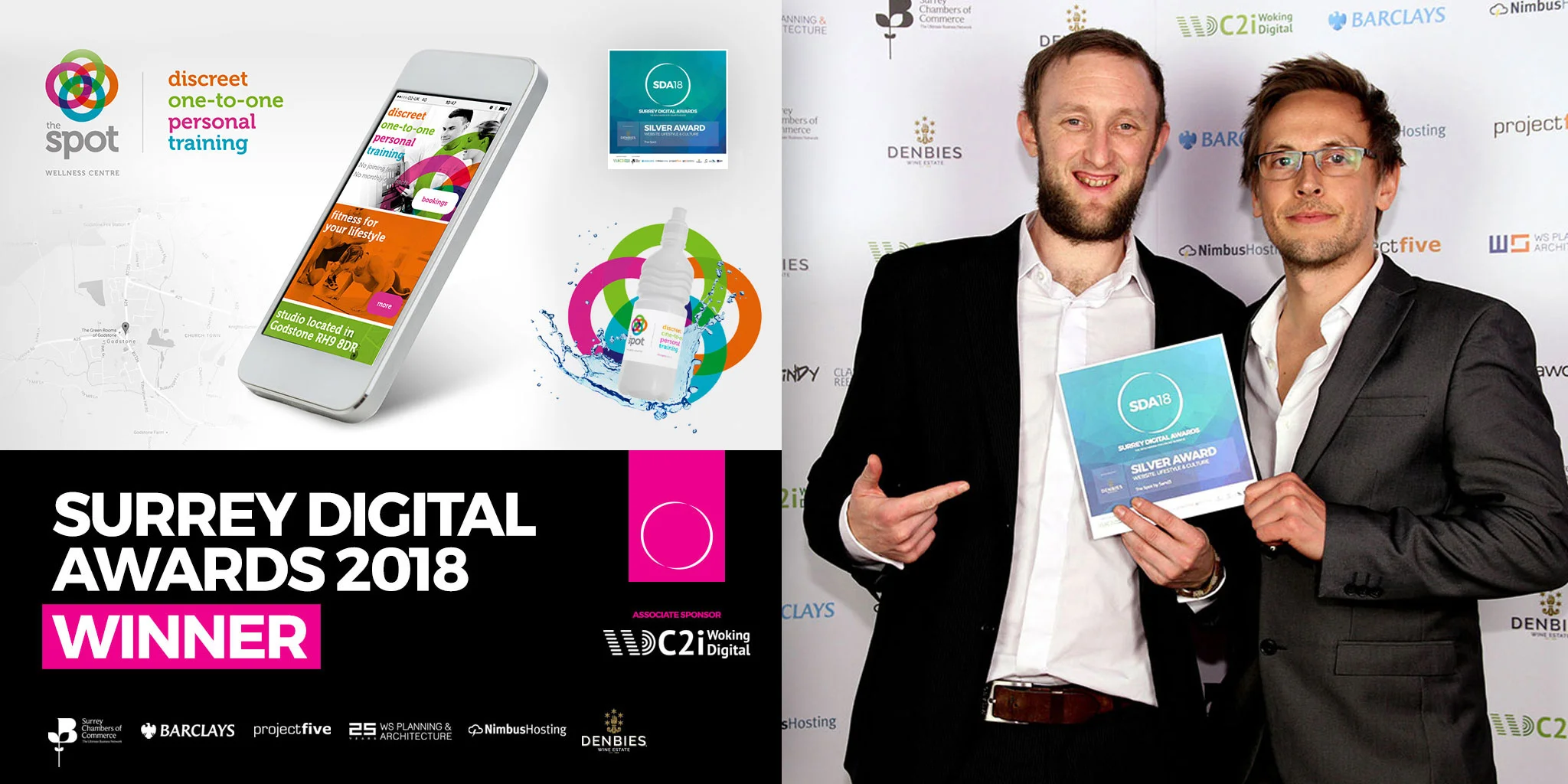 Award-winning website design for the spot at the surrey digital awards