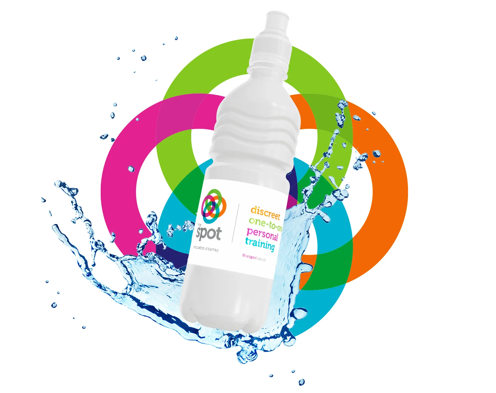 The spot fitness centre waterbottle branding