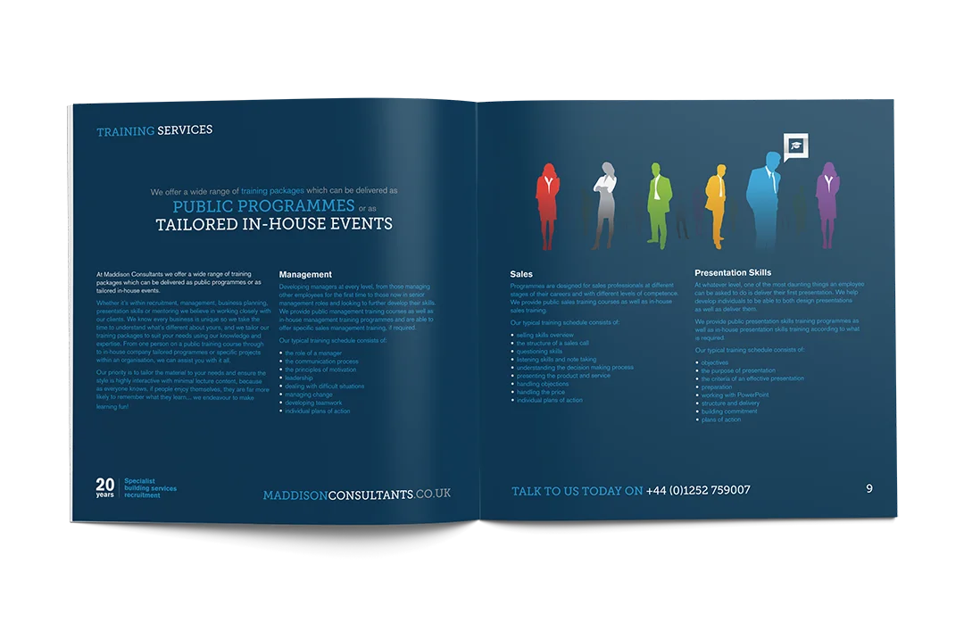 Recruitment brochure design for maddison consultants, based in bristol.